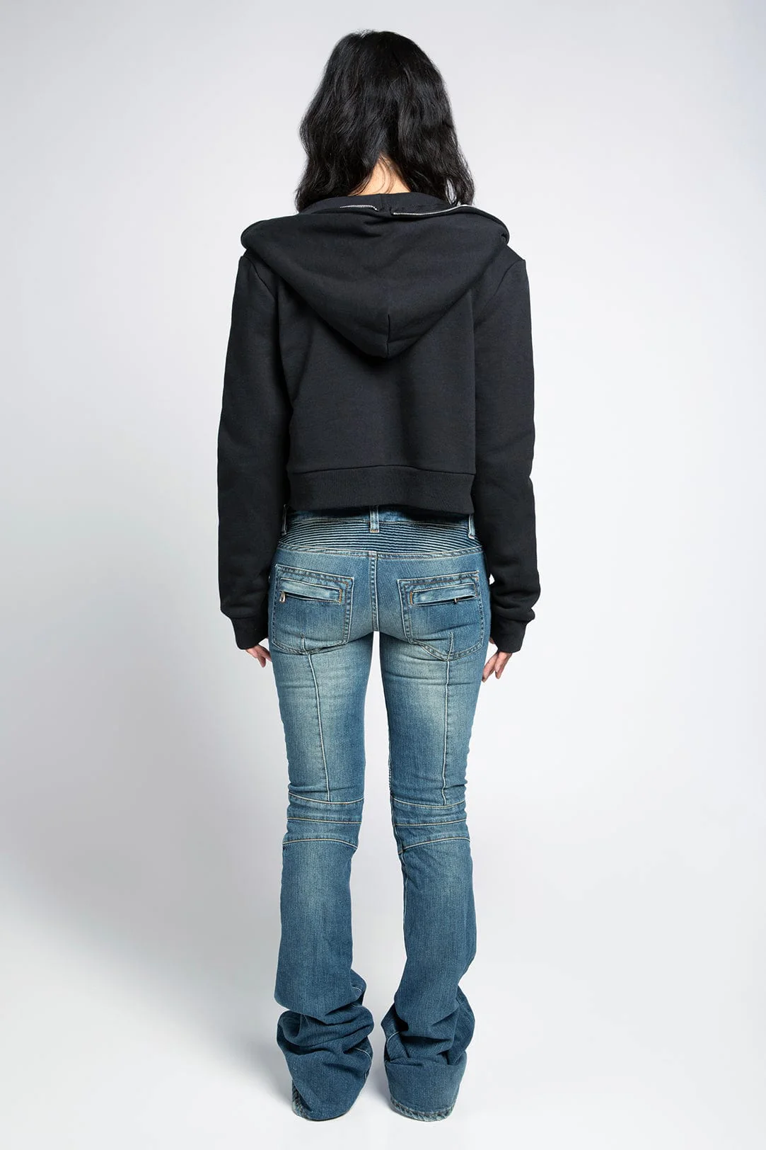 Cropped Full Zip Body Bag Hoodie - Image 10